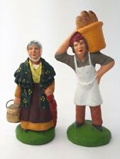 Marcel Carbonell Santons Terracotta Figures Lot Of 2 Signed Made In France 2.5in picture
