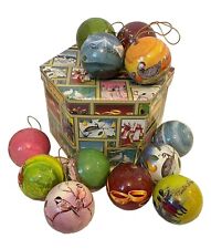 Vintage The Twelve Days of Christmas Decoupage Ornaments w/Box Mint Condition picture