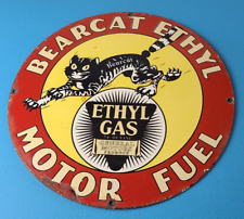 Vintage Bearcat Motor Fuel Sign - Gas Service Ethyl Gasoline Porcelain Sign picture