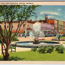 c1940s Macon, GA Downtown Third Street Park Fountain PC Store Shops Main St A218 picture