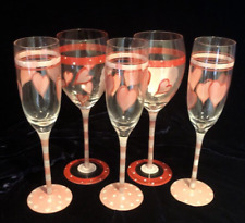Hausen Ware Valentine Heart  Handpainted Flutes Water & Goblet Glass Set of 11 picture