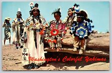 Yakima Indians Colorful Traditional Ceremonial Dress WA Postcard UNP picture