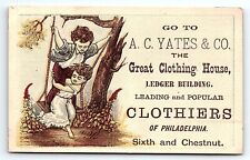 1880s PHILADELPHIA A.C. YATES & CO CLOTHING HOUSE VICTORIAN TRADE CARD P133 picture