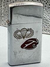 Vintage 1972 US Paratroopers High Polish Chrome Slim Zippo Lighter picture