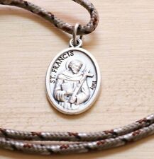 St Francis of Assisi Pendant Camo Paracord Medal Necklace Catholic Mercy picture