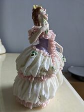 Vintage Volkstedt Germany Porcelain Lace Figurine Lady in Pink 7