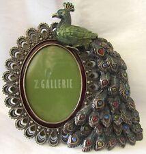 Z Gallerie Rhinestone Jeweled Peacock  Metal Enamel Oval Picture Frame picture