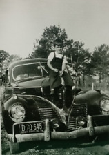 1940s South Carolina Boy Chrome Car Sit Grille Fashion B&W Vintage Photograph picture