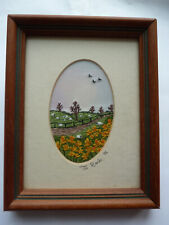 Jo Banks Original Design Embroidery on Silk Vintage 1996-Framed w/mat picture