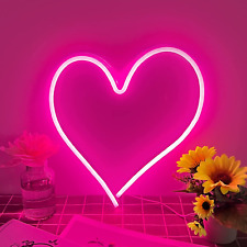 Pink Heart Neon Sign, Neon Heart Light for Wall Decor, Love Heart LED Light up S picture