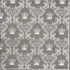 TWO Individual Napkins Royal Crown Black White Lunch for Decoupage (112) picture