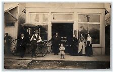1904-20s Postcard Rppc Antique Buggy Garage People Pose Real Photo picture