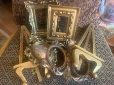 Lot of 6 ANTIQUE Gilded Resin & Wood Easels Small Picture Frames Mirror BAROQUE picture