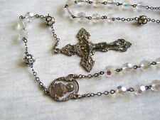 Antique 1890's Rosary AB Beads Regina Antaya Sterling 24