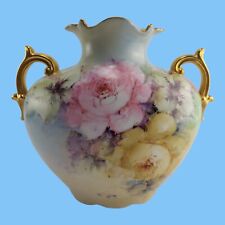 Vienna Austria Hand Painted Two Handles Porcelain Vase Scenic Gold picture