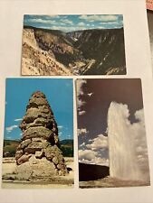 Yellowstone Old Faithful VTG 1950s Postcards (3) Unposted No Writing picture