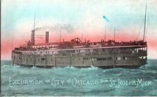 Postcard Excursion Ship City of Chicago St. Joseph MI Michigan c.1901-1907  M243 picture