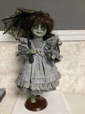 OOAK Goth Creepy Doll, Handpainted, 15 In Tall W/ Umbrella , Halloween Prop picture