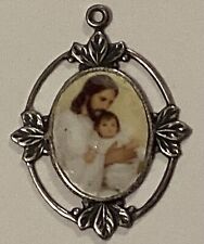 Vintage Jesus And Baby Color Pendant Oval picture