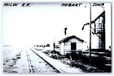 c1960's MILW Depot Hobart Iowa Railroad Train Depot Station RPPC Photo Postcard picture