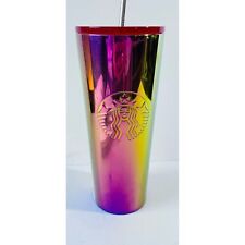 Starbucks 2019 summer rainbow iridescent metallic oil slick steel cold cup tumbl picture