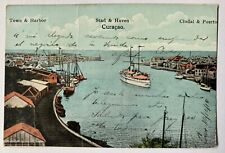 Curaçao postcard town & harbor posted 1916 to Caracas Venezuela picture