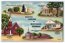 c1930's Beautiful Churches Of Waycross Georgia GA Unposted Vintage Postcard picture