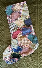 Antique HandSewn Patchwork Christmas Stocking-Flannel & Cotton-Personalized Lily picture