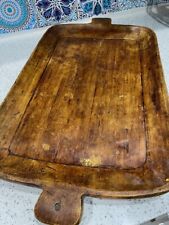 Antique Hand Carved  Large Rectangular Wood Tray picture