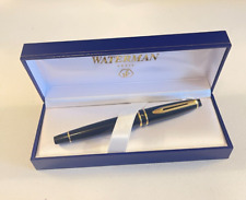 Waterman Black Expert Rollerball Pen Gold Trim.  Medium refill.  France Beauty picture