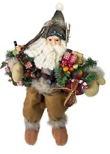 Large Sitting Woodland Santa Doll  Plush Figurine Christmas Holiday H25” x L18” picture