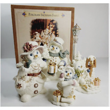 Grandeur Noel Porcelain Snowman Family Collectors Edition 2001 Christmas Holiday picture
