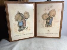 Betsey Clark Springbok Hallmark Cards Painting Print Plaques VTG ‘71 Set Of 2 picture