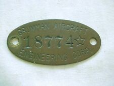 Vintage Brass Grumman Aircraft Engineering Corp. 18774 Name Plate picture