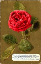 vintage postcard -red rose and poem c1900s picture