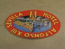 Large Hotel Alfonso XIII Sevilla, Italy Vintage Luggage Labels picture