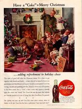 VINTAGE 1944 COCA COLA COKE HOLIDAY CHRISTMAS WWII ERA PRINT AD picture