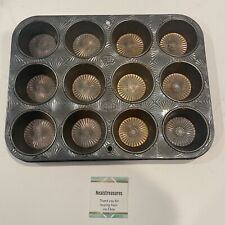 Vintage Ekco Ovenex Starburst Metal 12 Muffin Cupcake Baking Pan N-120-12 picture