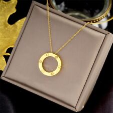 Women's Fashion Jewelry Cubic Zircon Gold Circle Pendant Clavicle Necklace 1PC picture