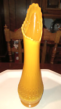 Unique & Rare L.E. Smith Bittersweet Thousand Eyes Swung Glass Vase 17.5 inches picture
