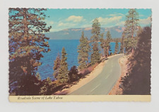 Roadside Scene of Lake Tahoe in Sierra Mountains California Postcard Unposted picture