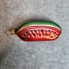 Vintage Watermelon Ornament Shiny Fruit 4 in Glass Painted Red Green Christmas picture