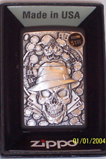 NEW Windproof ZIPPO USA oil Lighter 49183 Gambling Skull Emblem Black Matte Case picture