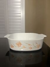1980’s VINTAGE PEACH FLORAL 2 LITER CORNING WARE CASSEROLE NO LID - A 2 B picture