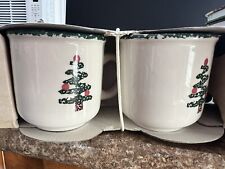 Furio Christmas Tree Spongeware Vintage 1980s THREE Coffee Mug Tea Cup Italy picture