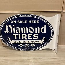 RARE PORCELIAN DIAMOND TIRES DUAL WALL FLANGE HANG SIGN SIZE 22x15 picture