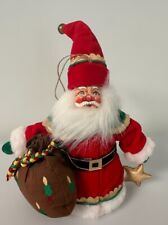 Vintage Santa Claus With Red Hat Toy Bag Star 7” Christmas Ornament picture