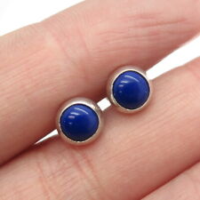 Old Pawn Sterling Silver Vintage Southwestern Real Lapis Lazuli Stud Earrings picture