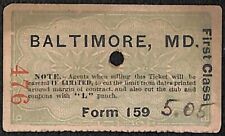 NY Long Branch North Asbury Park 1897 Ticket Baltimore #476 picture