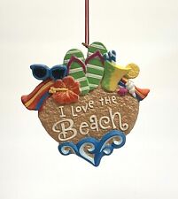 I Love The Beach Christmas Tree Ornament Resin 3.5”x 3.5” x 1” Hobby Lobby picture